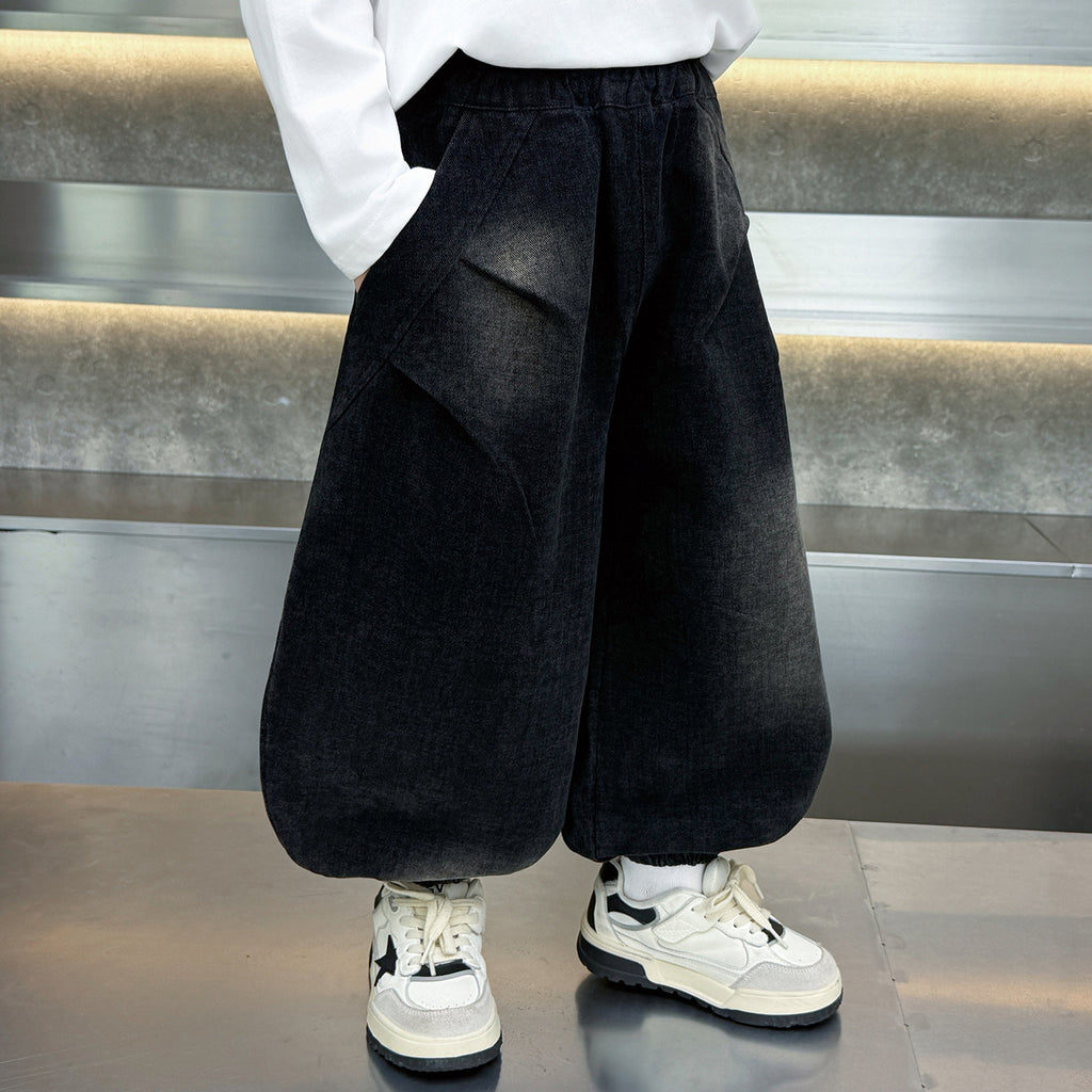 Casual Straight Leg Denim Jeans for Kids Boys Long Pants