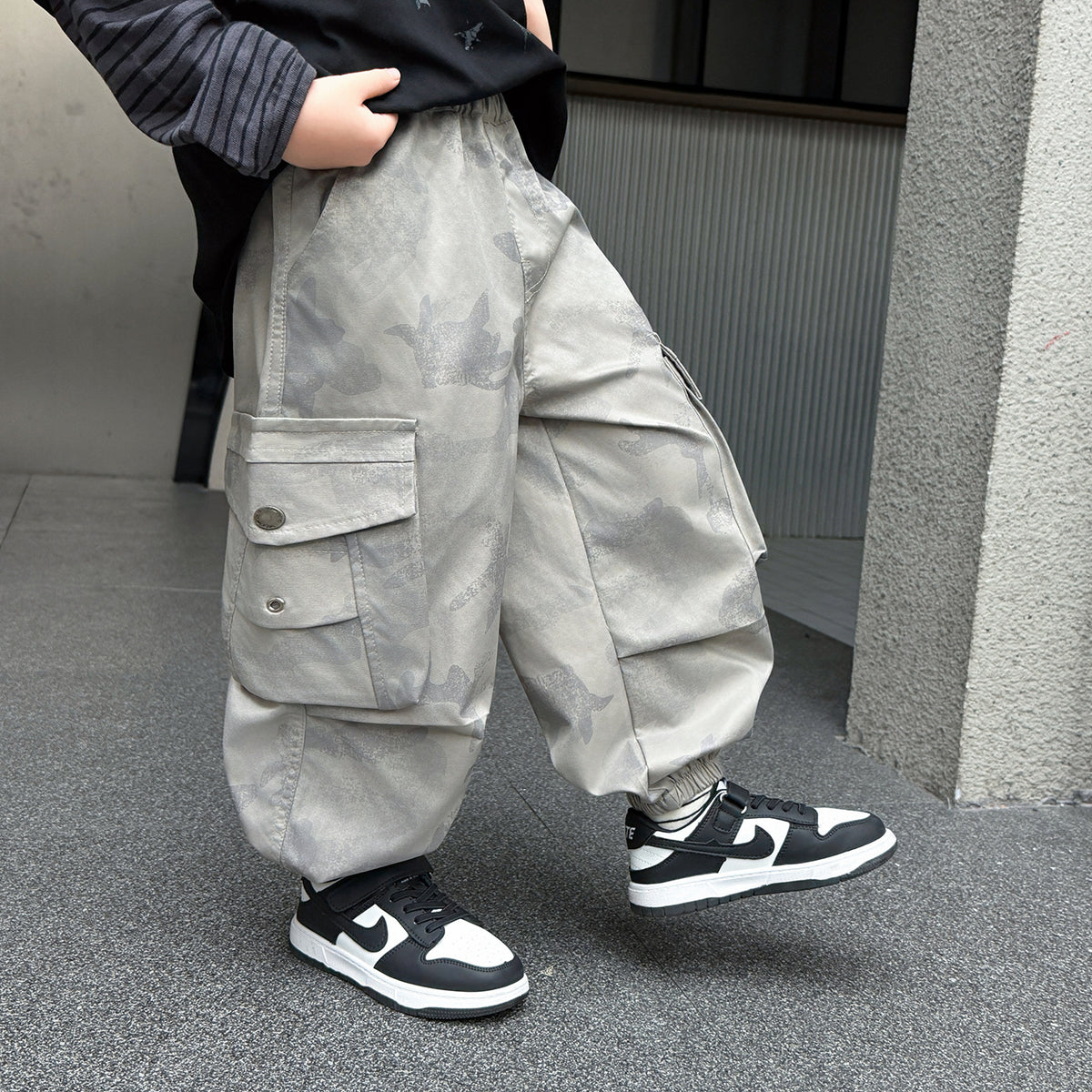 Boys Camo Cargo Pants Casual Long Trousers