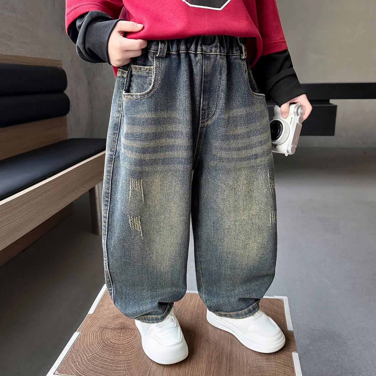 Trendy  Straight Leg Denim Pants